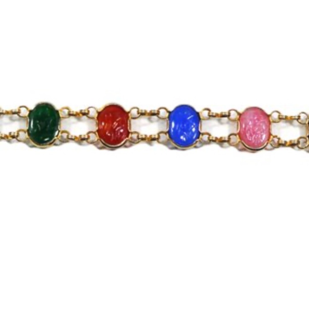 Vintage Gold Tone Scarab Bracelet